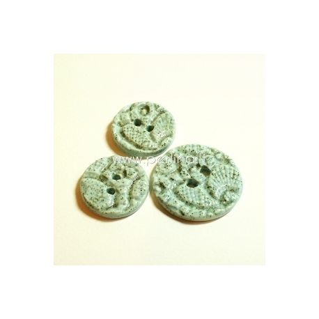 Ceramics button, mint, 3,6 cm