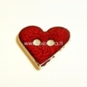 Ceramics button "Heart", red, 3,5x3,5 cm