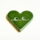 Ceramics button "Heart", green, 3,5x3,5 cm