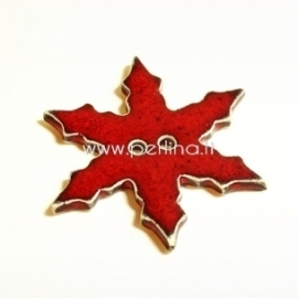 Ceramics button "Snowflake", red, 6,5x6,5 cm