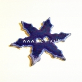 Ceramics button "Snowflake", blue, 6,5x6,5 cm