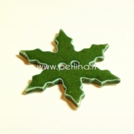 Ceramics button "Snowflake", green, 6,5x6,5 cm