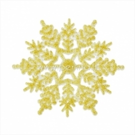 Silicone embellishment "Christmas snowflake", golden with glitter, 10x8,8 cm