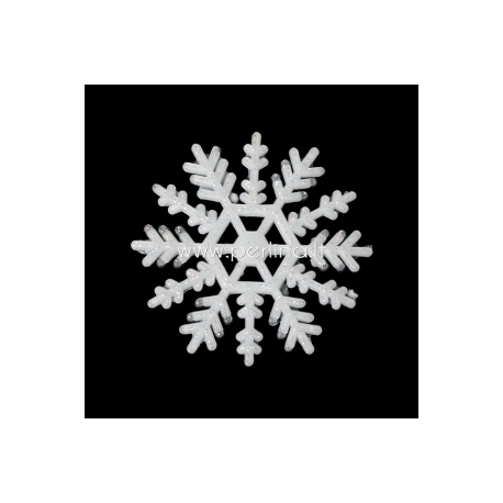 Silicone embellishment "Christmas snowflake", white with glitter, 5x5 cm