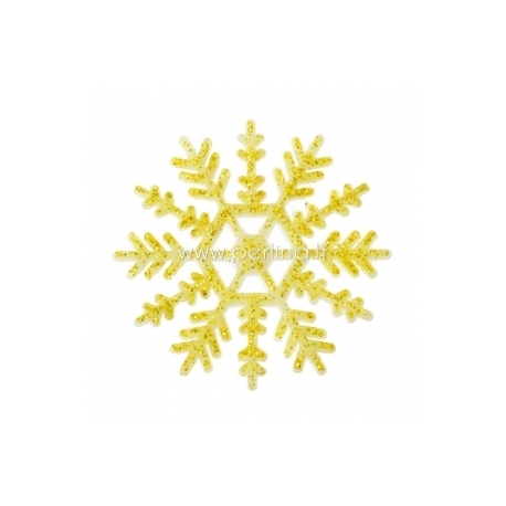 Akrilinė detalė "Kalėdų snaigė", aukso sp. su blizgučiu, 5x5 cm
