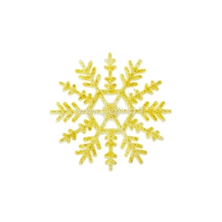 Silicone embellishment "Christmas snowflake", golden with glitter, 5x5 cm