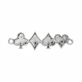 Connector "Cards", antique silver, 46x13 mm, 1 pc