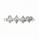 Connector "Cards", antique silver, 46x13 mm, 1 pc