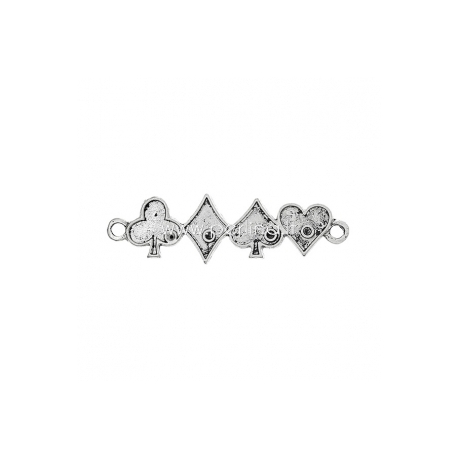 Connector "Cards", antique silver, 46x13 mm, 1 pc