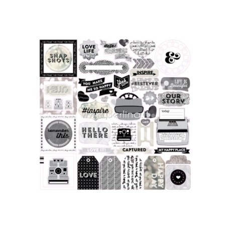 Lipdukai "Black & White element stickers - Capture Life", 30,5x30,5 cm