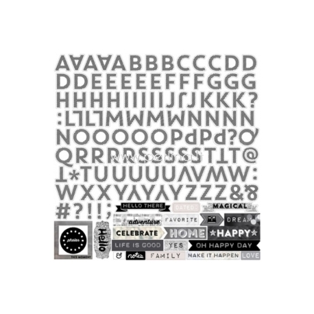 Raidžių lipdukai "Black & White alpha stickers - Capture Life", 30,5x30,5 cm