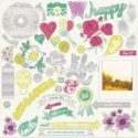 Kartoninės iškarpos "Peace Chipboard Elements - Sherbet", 30,5x30,5 cm