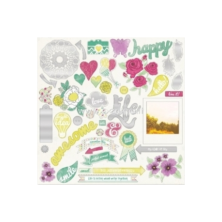 Kartoninės iškarpos "Peace Chipboard Elements - Sherbet", 30,5x30,5 cm