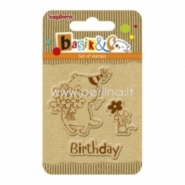 Clear stamps set "Basik's New Adventure - Basik's Birthday", 3 pcs