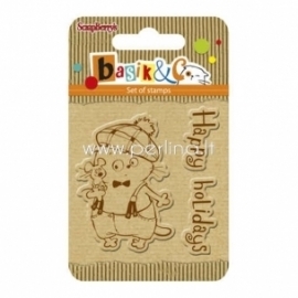 Clear stamps set "Basik's New Adventure - Basik's Holiday", 3 pcs