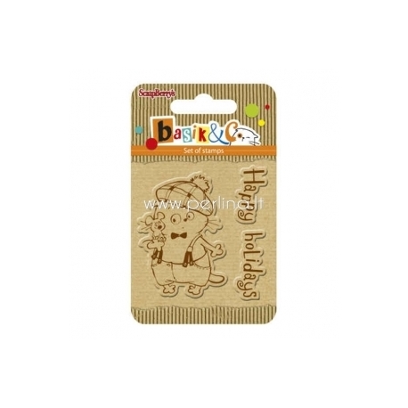 Clear stamps set "Basik's New Adventure - Basik's Holiday", 3 pcs