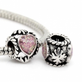 Pandora bead "Heart and Flower", antique silver, 11x10 mm