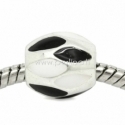 Pandora bead "Black and White", silver plated, 11x10 mm