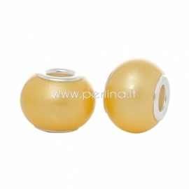 Pandora bead, glass, champagne, 15x11 mm