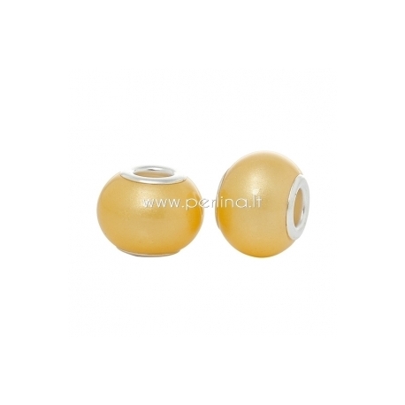 Pandora bead, glass, champagne, 15x11 mm