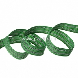 Tyrelene satin ribbon, green grid, 17 mm, 1 m