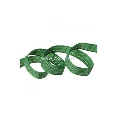 Tyrelene satin ribbon, green grid, 17 mm, 1 m