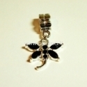Pandora style dangle charm "Dragonfly", black, 31x20 mm