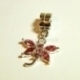 Pandora style dangle charm "Dragonfly", pink, 31x20 mm