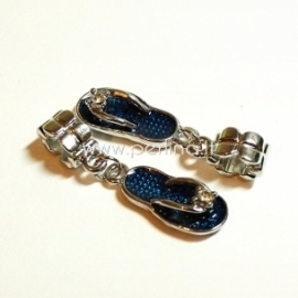 Pandora style dangle charm "Flip Flop Slipper", blue, 37x9 mm
