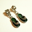 Pandora style dangle charm "Flip Flop Slipper", green, 37x9 mm