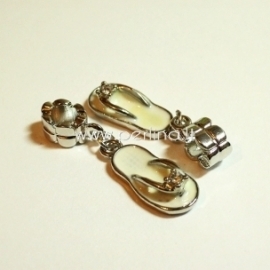 Pandora style dangle charm "Flip Flop Slipper", white, 37x9 mm