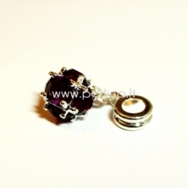 Pandora style dangle charm "Ball", purple, 26x10 mm