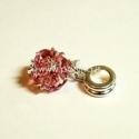 Pandora style dangle charm "Ball", pink, 26x10 mm