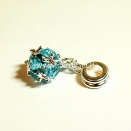 Pandora style dangle charm "Ball", blue, 26x10 mm