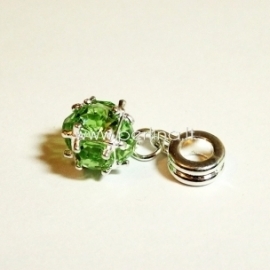 Pandora style dangle charm "Ball", green, 26x10 mm