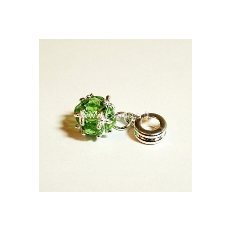 Pandora style dangle charm "Ball", green, 26x10 mm