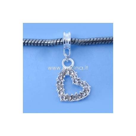 Pandora pakabukas "Širdelė", skaidrios sp., 31x14 mm