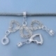 Pandora style dangle charm "Heart", clear, 31x14 mm