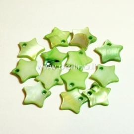 Kriauklės pakabukas "Žvaigždė", žalia sp., 12x12 mm