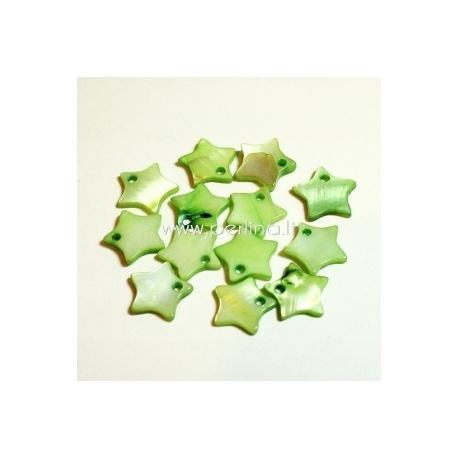 Shell pendant "Star", green, 12x12 mm