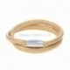 PU leather double bracelet, gold champagne, 42 cm, 1 pc