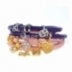 PU leather double bracelet, gold champagne, 42 cm, 1 pc