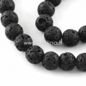 Dyed natural Lava beads, strand, 39,5 cm, 11-12 mm