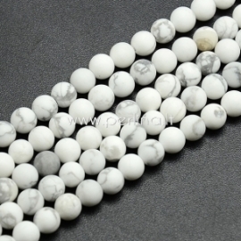 Natural frosted Howlite Bead, white, 10 mm, 1pc