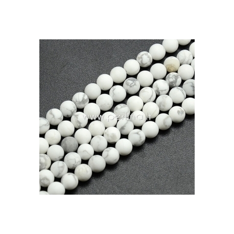 Natural frosted Howlite Bead, white, 10 mm, 1pc