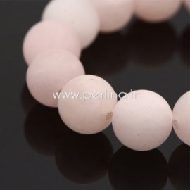 Natural rose quartz gemstone bead, frosted round, 12 mm, 1 vnt