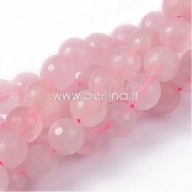 Natural rose quartz gemstone bead, faceted round, 8 mm, 1 pc