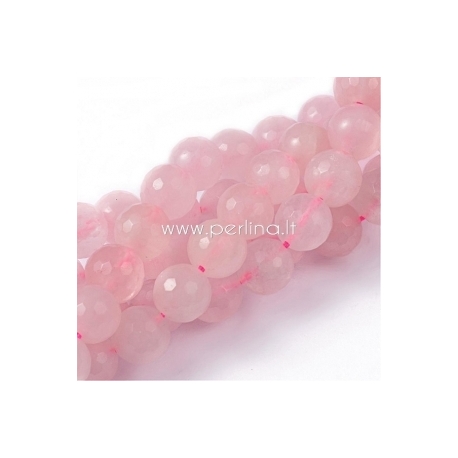 Natural rose quartz gemstone bead, faceted round, 8 mm, 1 pc