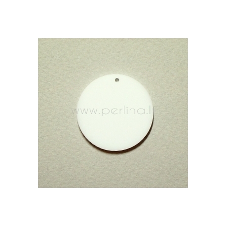 Plexiglass pendant "Full-moon", white, 2,1 cm
