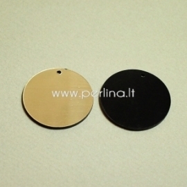 Plexiglass pendant "Full-moon", black/gold, 2,1 cm